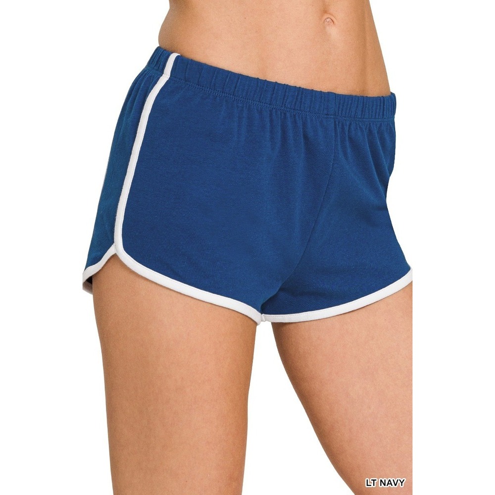 Zenana ELASTIC WAISTBAND DOLPHIN SHORTS Lt Navy Small NEW
